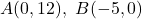 A(0,12), \ B(-5,0)
